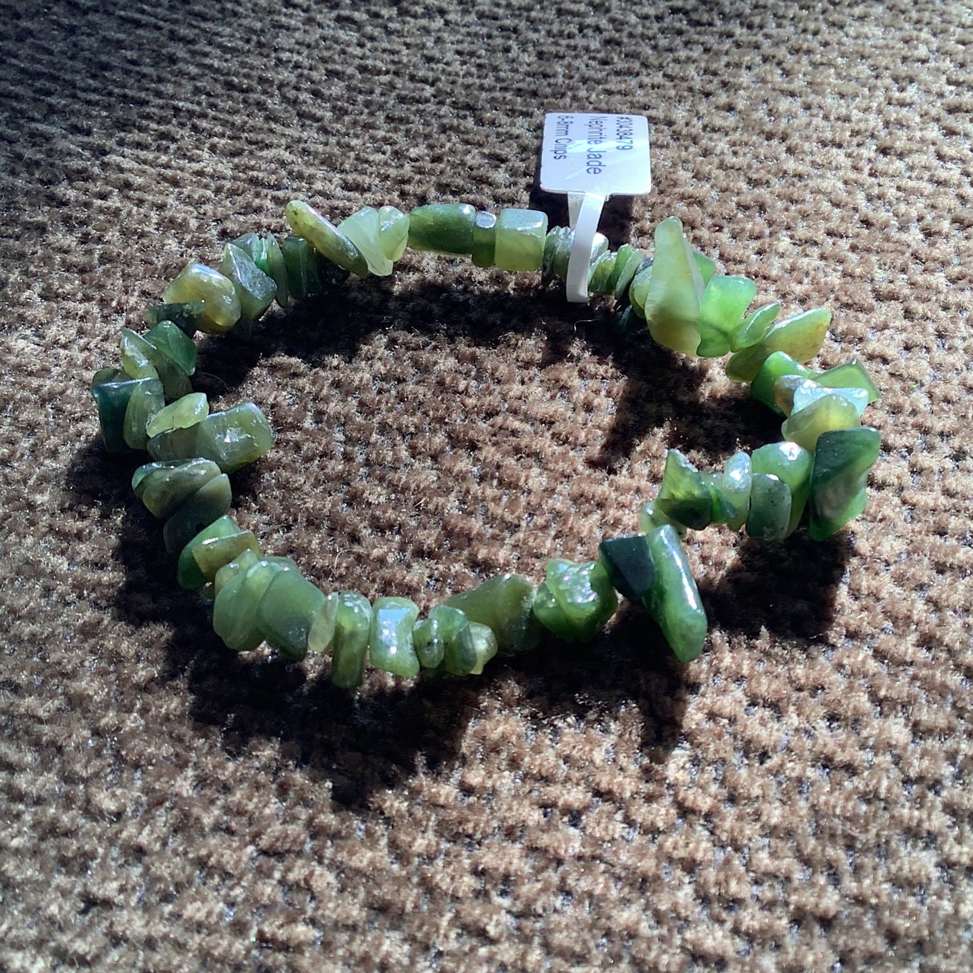 Nephrite Jade chip bracelet Snowflake Healing